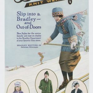 An old fashioned knitwear advert as a greetings card